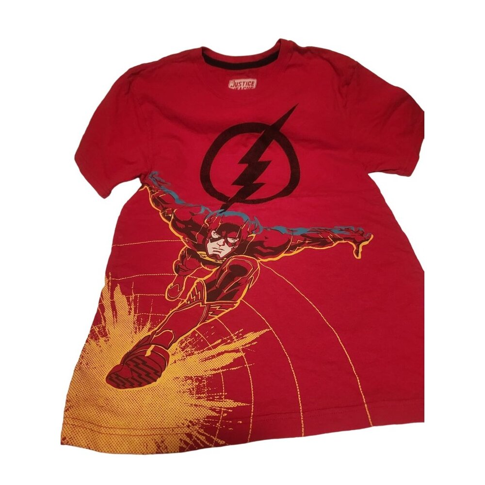 Justice League The Flash Red Graphic Tee Shirt Size 18 Cotton Youth Boys